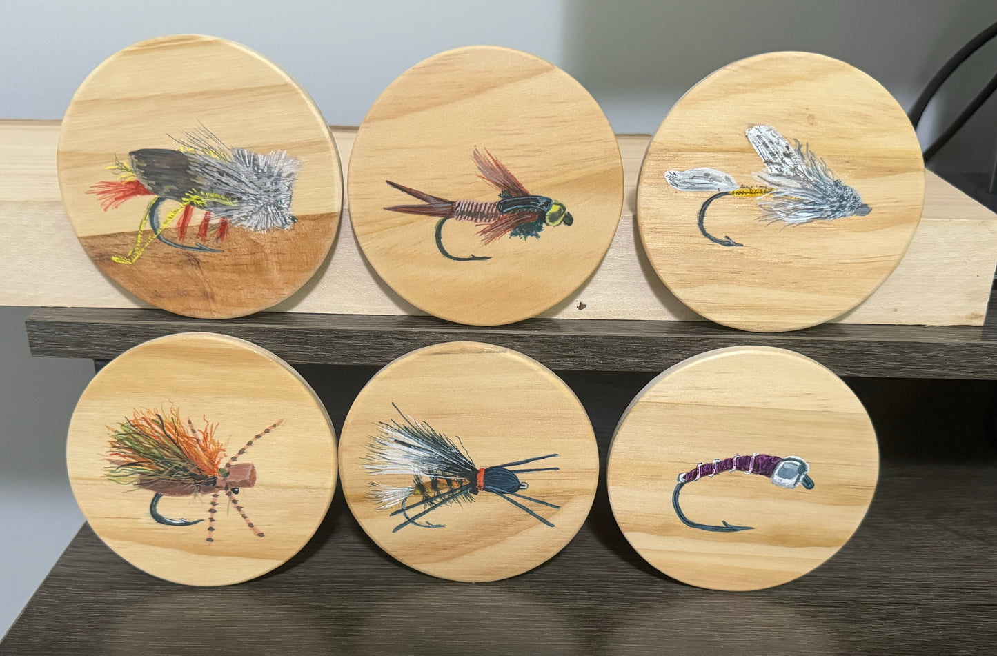 Flyfishing Flies Coasters with Holder