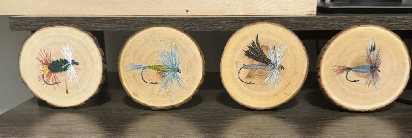 Flyfishing Flies Coasters-Live Edge